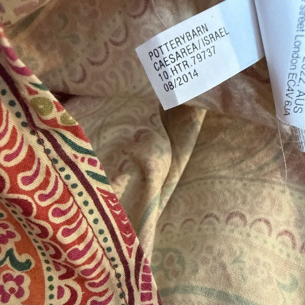 Pottery Barn Duvet Queen/Full Ainsley Red Paisley Floral & 2 Stand Pillow Shams